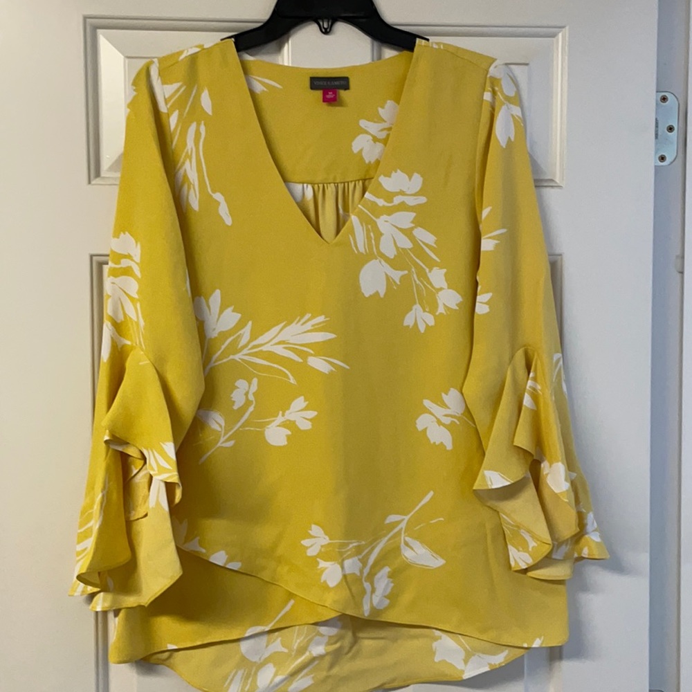 Yellow, White flower blouse